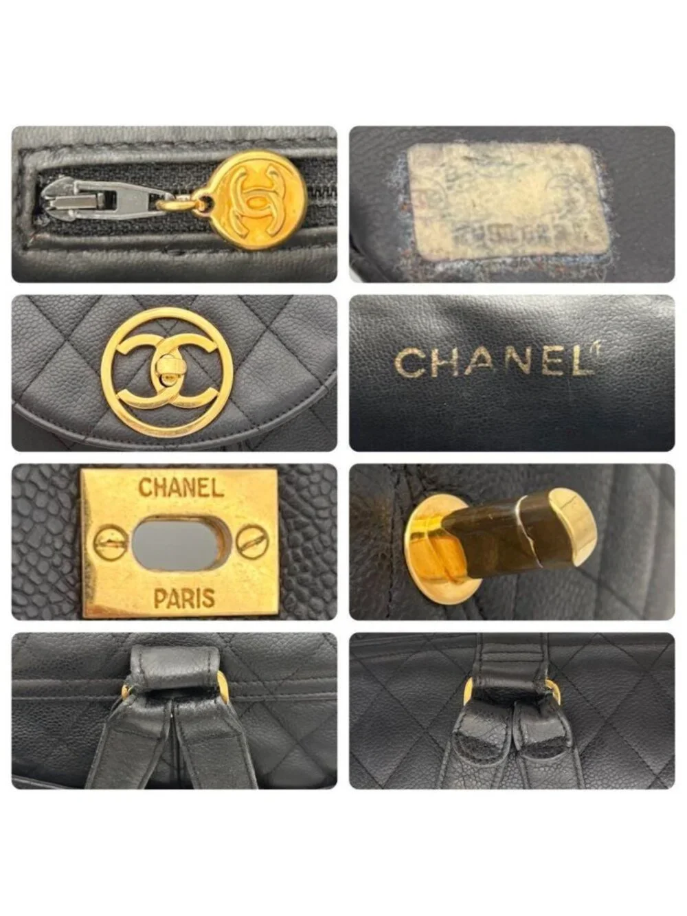Chanel Quilted Caviar Leather Chain Backpack Black